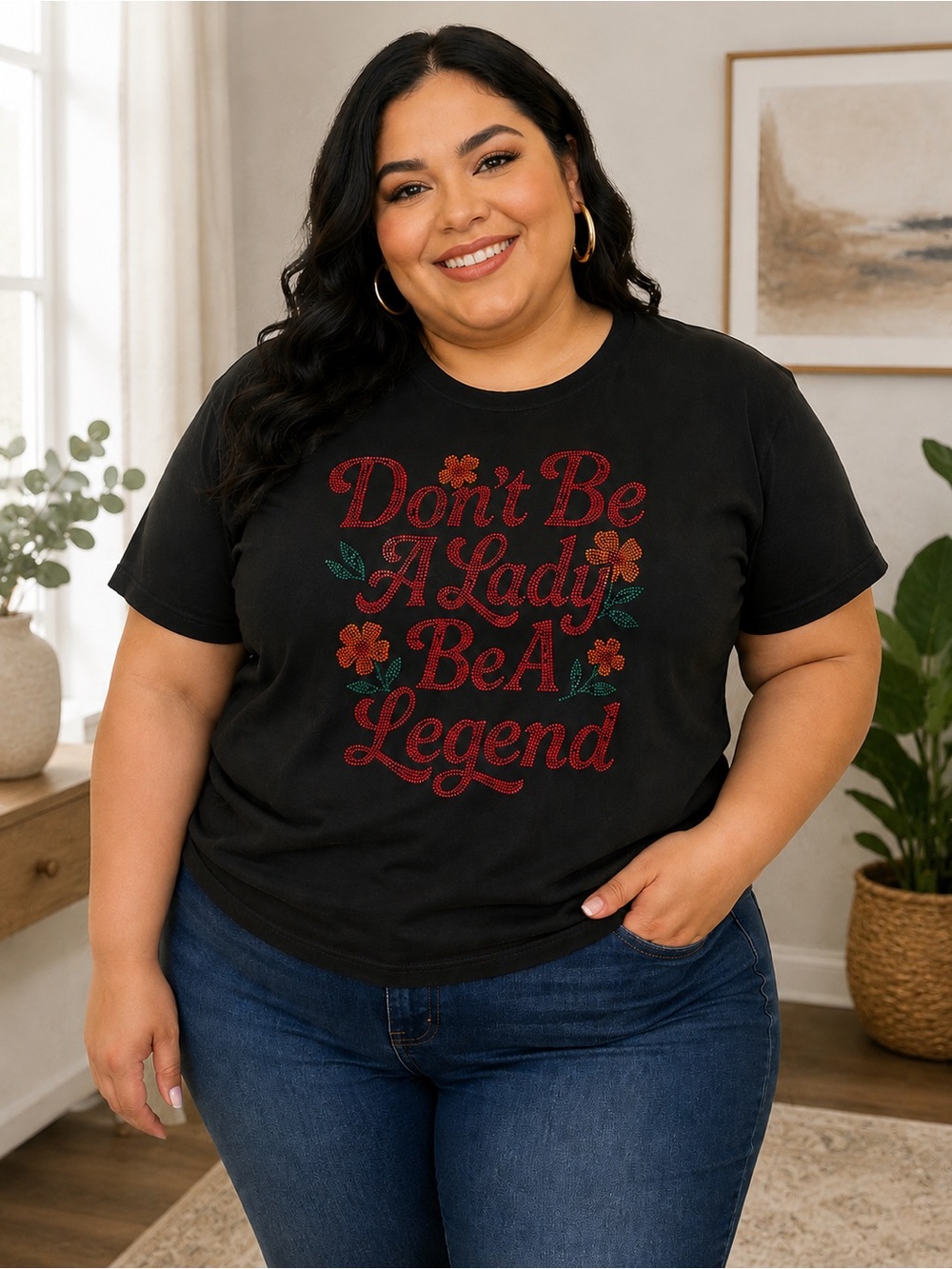 Rodeo Quincy Don't Be A Lady Be A Legend Black Graphic Tee
